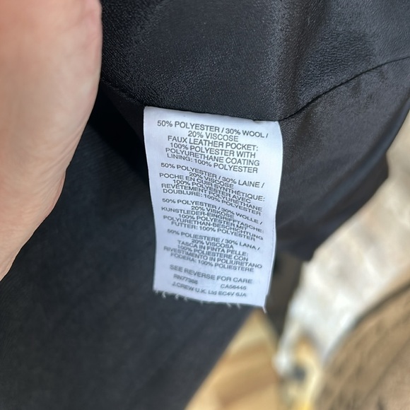 J Crew black label faux leather pocket wool blend shift dress charcoal gray zip - Picture 12 of 16